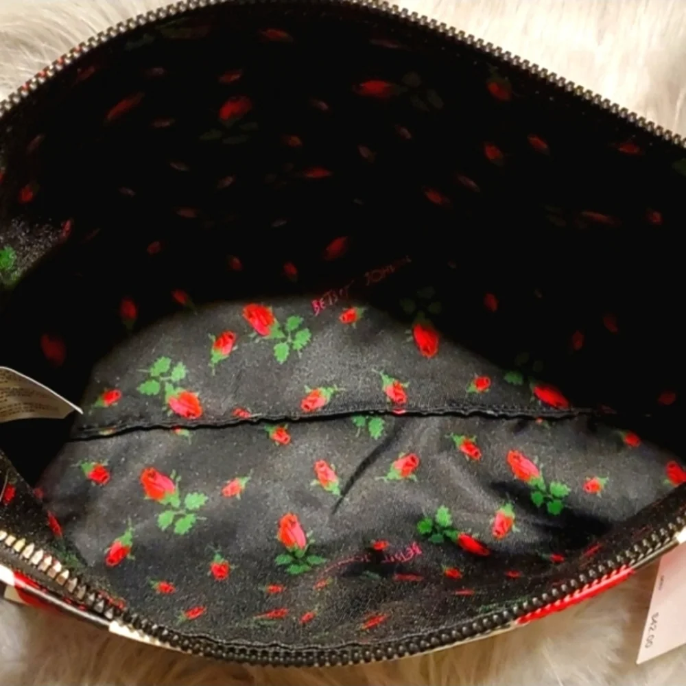 Betsey Jphnson Black and White Floral Wristlet Purse